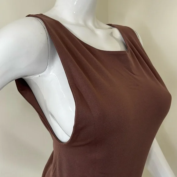 AURA Sleeveless Thong tank top Bodysuit ultra stretch deep chocolate brown L XL - Picture 5 of 17